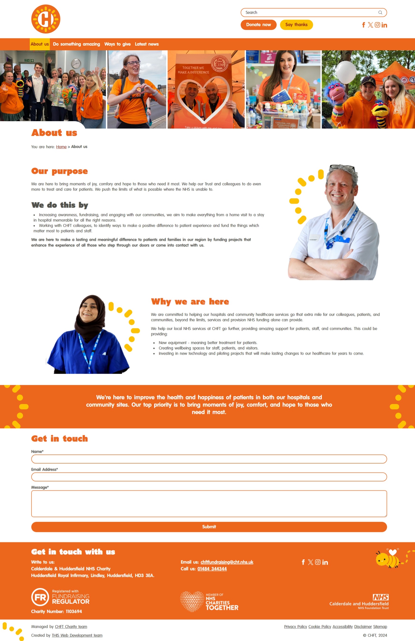 CHFT Charity's About us page.