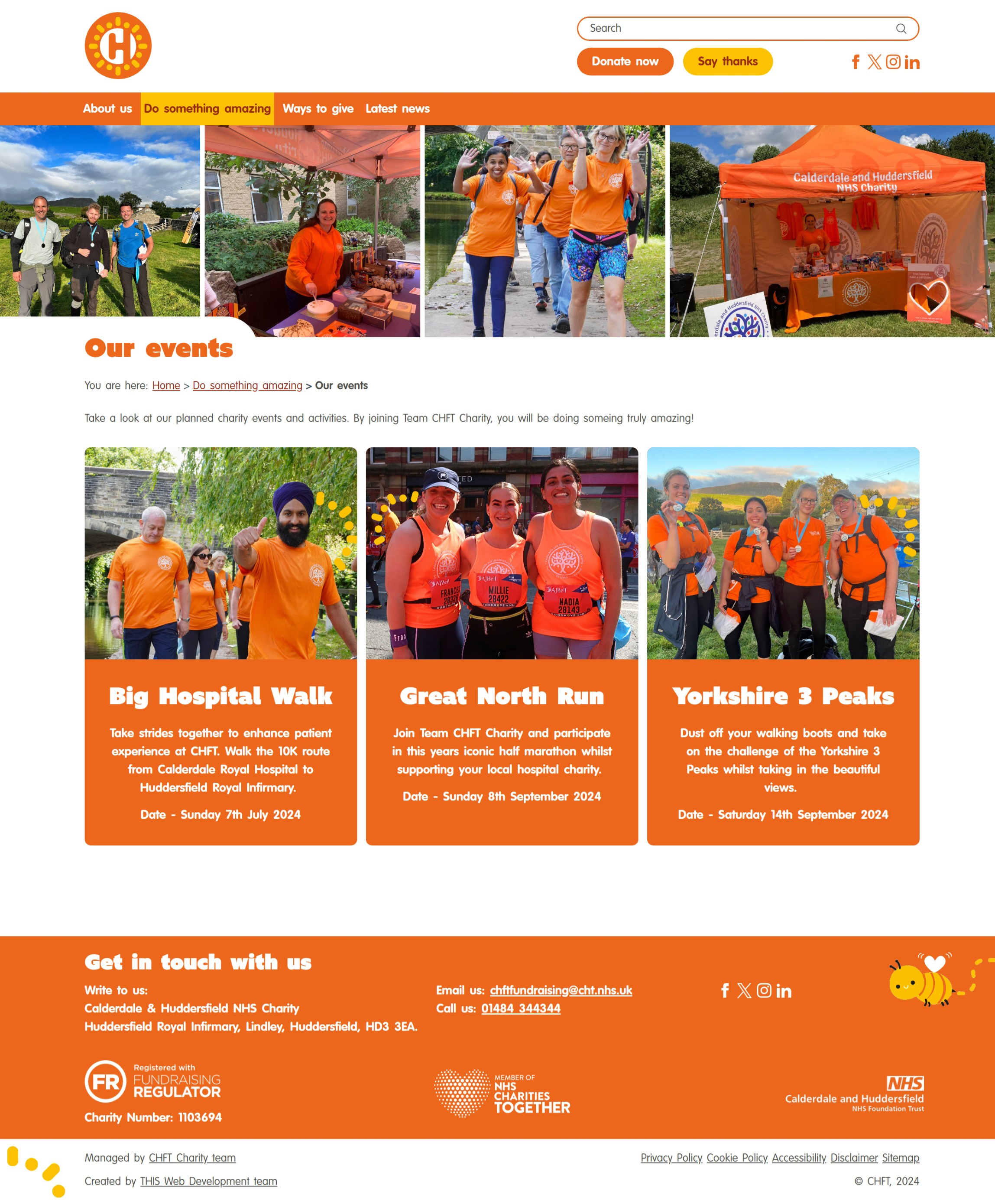 CHFT Charity's Our events page.