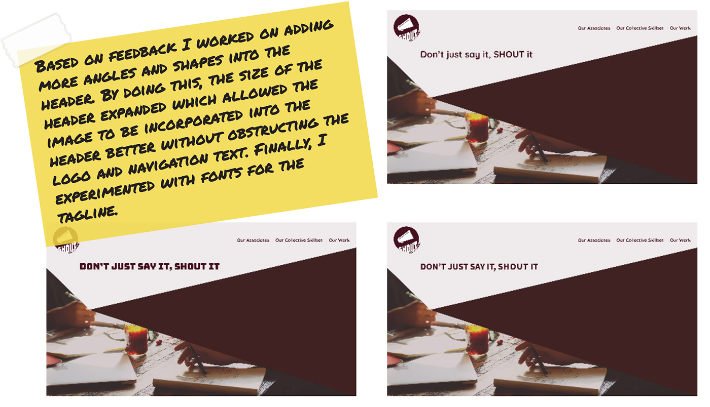 Header designs of the SHOUT website refined following feedback.