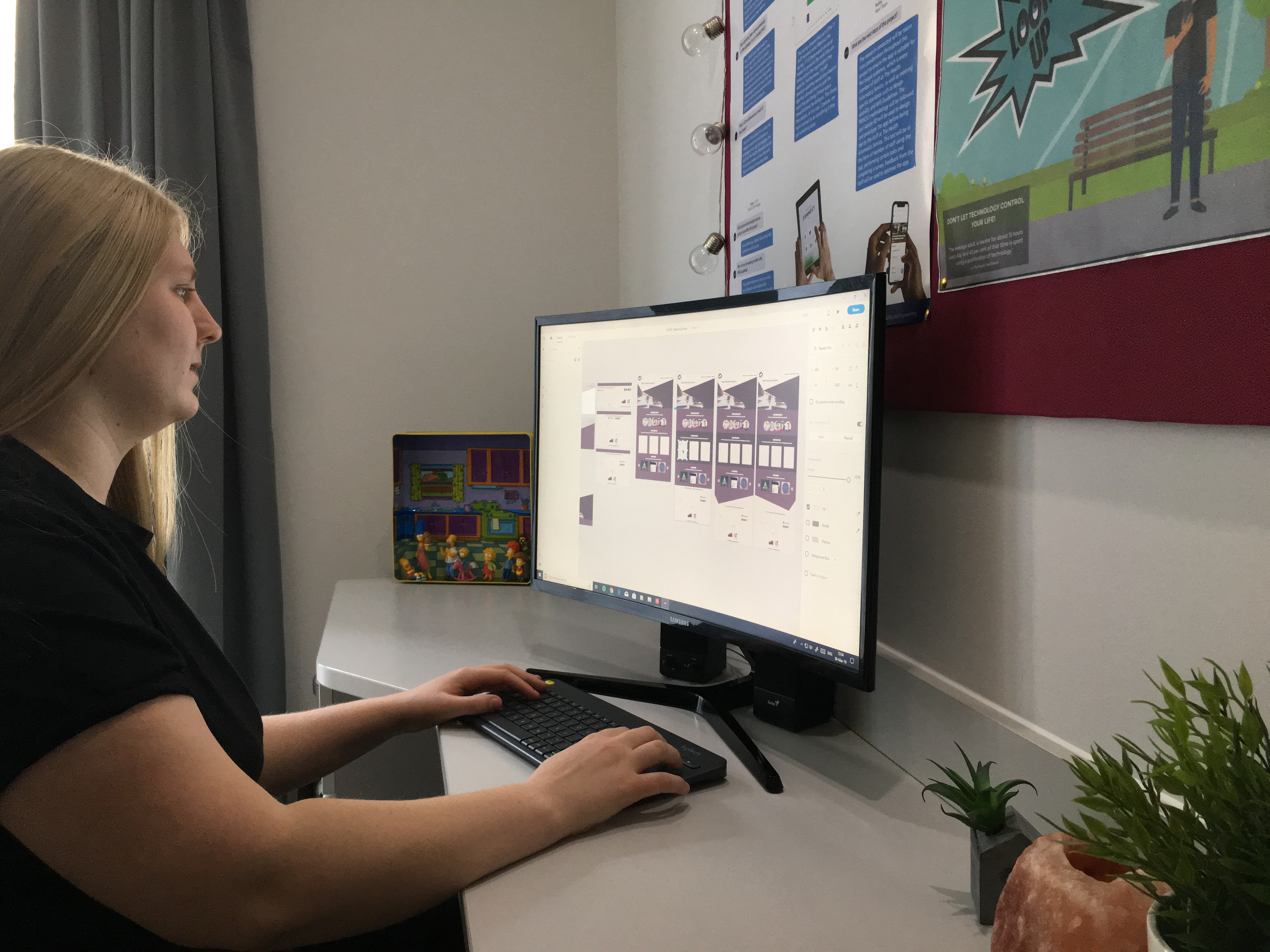 Sophie working at her computer.
